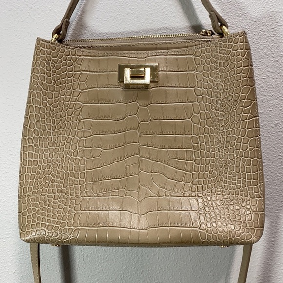 Valentina Fiore aligator crocodile beige bag - Picture 2 of 14